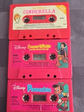 Disney Vintage Kids Cassette Tapes - Pink Cinderella Snow White Pinocchio